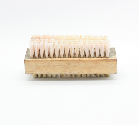 Nail brush used to clean and polish a single edge razor or DE safety razor