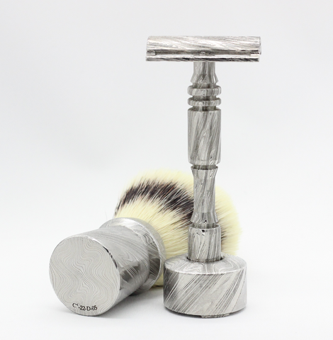 The best shaving kit - stainless damascus shaving kit including shaving brush and safety razor