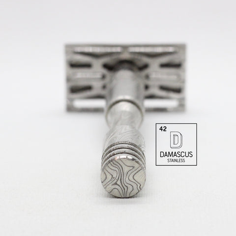 Stainless damascus steel single edge safety razor - smooth irritation free shave