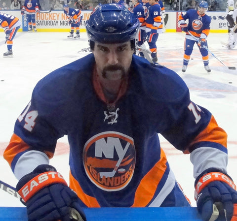 Trevor Gillies horseshoe mustache - New York Islanders - hockey moustache