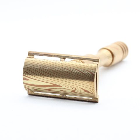 Luxury shaver - also known as safety razor or DE razor - Made with Mokume gane