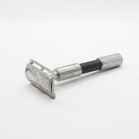 Stainless Damascus single edge razor a double edge safety razor for wet shaving with Carbon Fiber handle polished grade 304 and 316