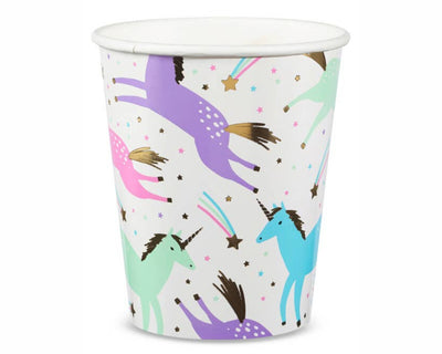 pastel unicorn paper party cups with gold foil