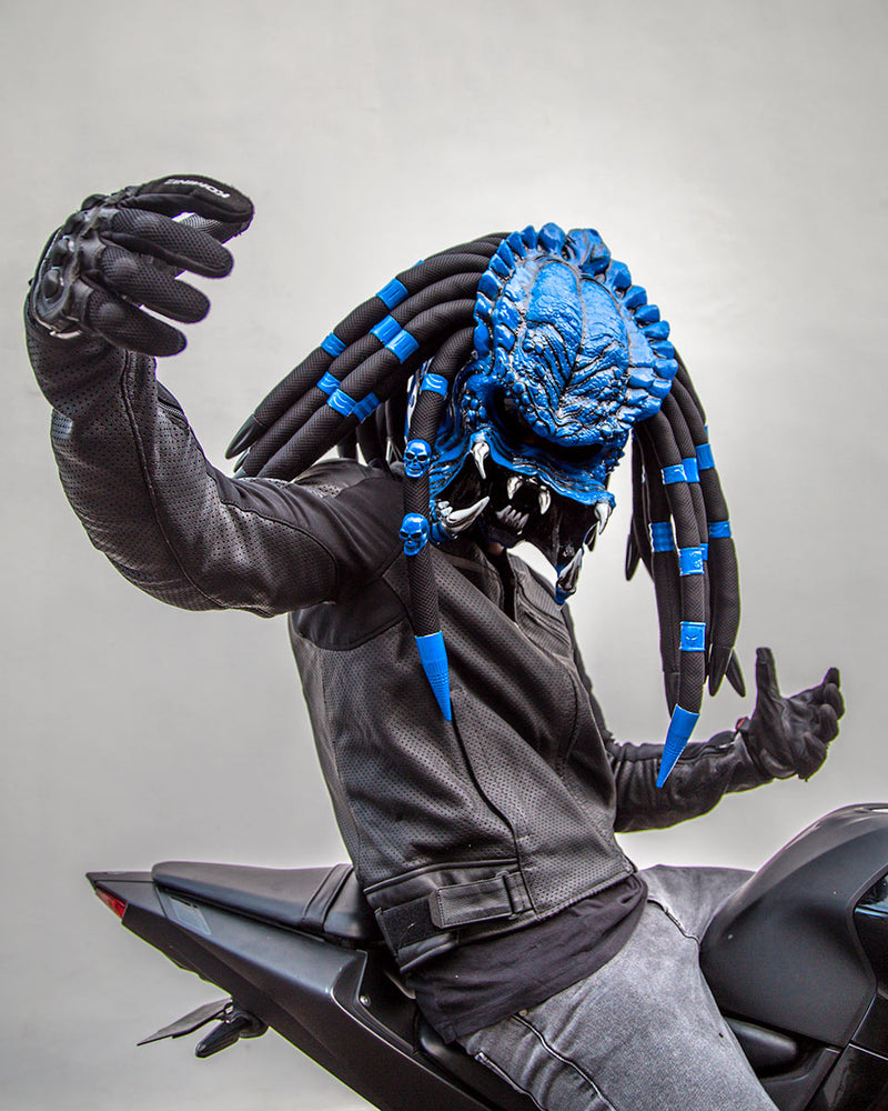 Open Face Blue Predator Motorcycle Helmet - DOT Approved – Predator