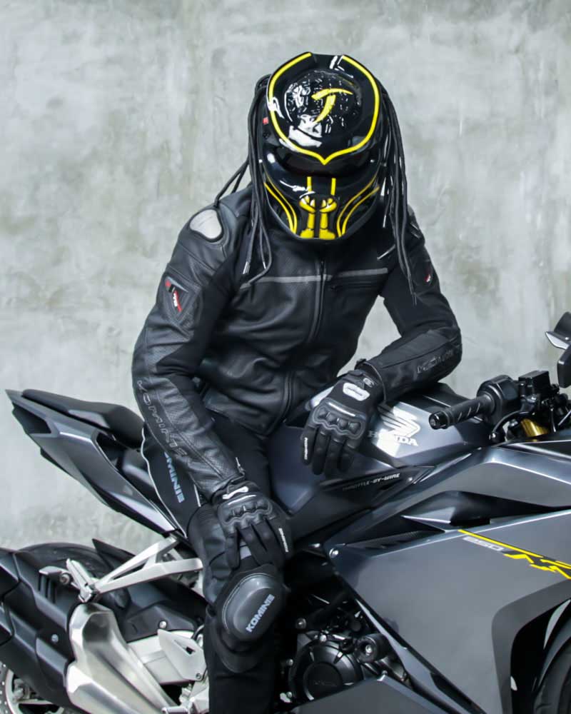 yellow predator motorcycle helmet