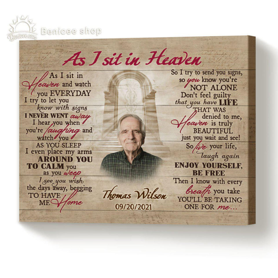 Memorial Plaques With Photo As I Sit In Heaven | canvas for decor home ...