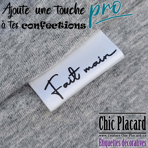 Étiquettes à coudre imprimées sur ruban – Chic Placard