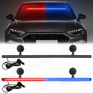 33-Inch LED Strobe Lights For Emergency Flash Windshield Bar Red Blue Amber White Green - www.whitetuskleds.com