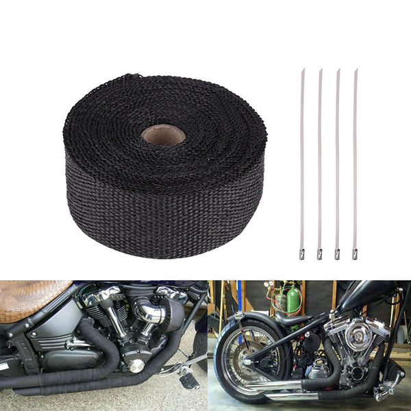 5m Exhaust Pipe Header Heat Wrap Resistant Downpipe 10 Stainless Steel Ties For Motorcycles, Muscle Cars, Vintage Cars Atvs
