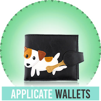 Online shopping for Eco-friendly, unique, beautiful and affordable vegan applique wallets for women and men designed by LAVISHY.