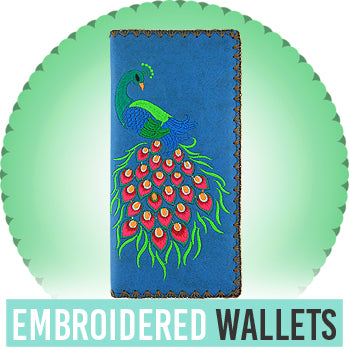 Online shopping for Eco-friendly, unique, beautiful and affordable vegan embroidered wallets for women designed by LAVISHY.