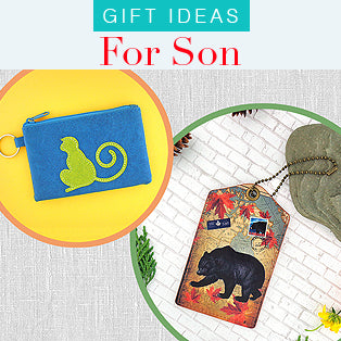 Online shopping for unique, beautiful and affordable gift ideas for son from vegan bags, wallets, coin purse to travel accessories and fashion necklaces, bracelets, earrings