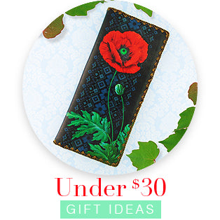 Online shopping for fun, unique, Eco-friendly vegan gift ideas under US$30 from adorable vegan handbags, wallets, coin purses, cardholder, luggage tags to lovely fashion necklaces, earrings & rings.