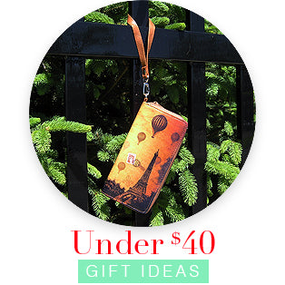 Online shopping for fun, unique, Eco-friendly vegan gift ideas under US$40 from adorable vegan handbags, wallets, coin purses, cardholder, luggage tags to lovely fashion necklaces, earrings & rings.