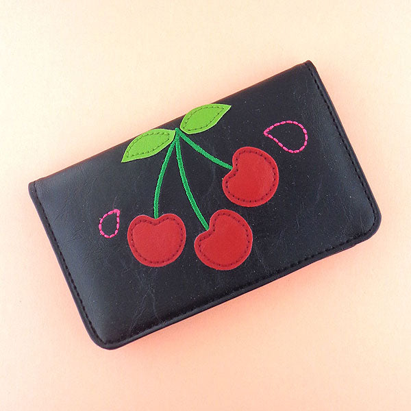 Download Lavishy Cherry Applique Vegan Leather Cardholder Lavishy Boutique