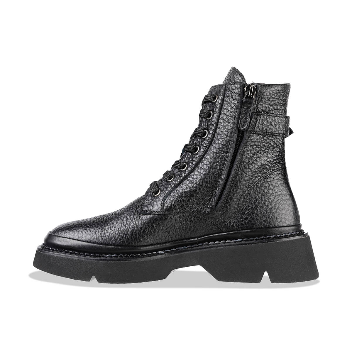 'ato' women's Black leather combat Boots – Made In Italy | habbot