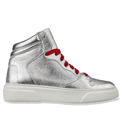 silver high top sneakers