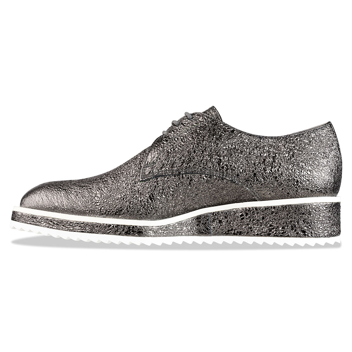 'Hunter' ladies platform flat shoes – Gunmetal Grey leather Italian ...