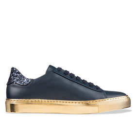 'Wala' Women's navy and gold Sneaker - Italian Leather | habbot