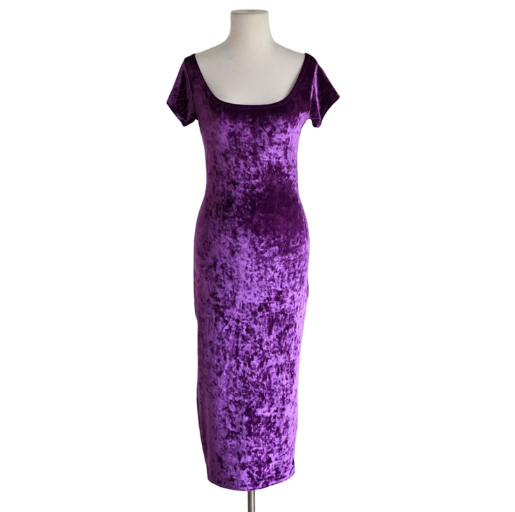 purple crushed velvet dress