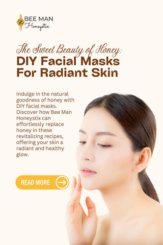 woman putting on face mask; blog title: The Sweet Beauty of Honey: DIY Facial Masks For Radiant Skin (Pinterest Pin)