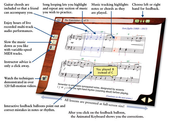 eMedia Piano Method Deluxe screenshot with pullouts