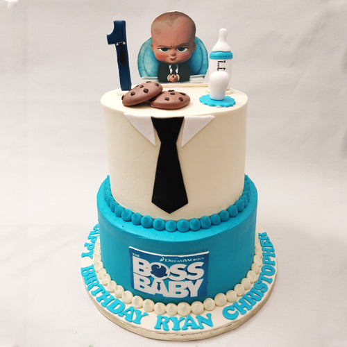 Baby Boss Ombre Cake with logo paper topper – BakeAvenue