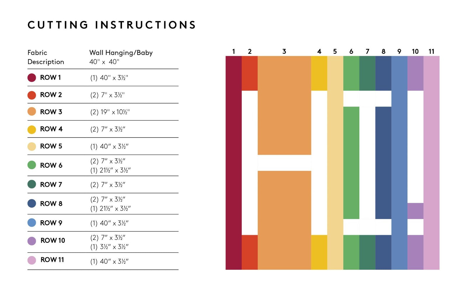 Rainbow HI Quilt Cutting Instructions