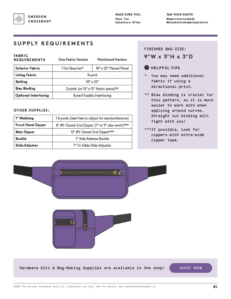 Fabric and Supplies Reqs