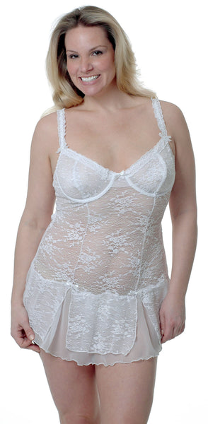 Women's Plus Size All Over Lace Underwire Teddy #1075X ...