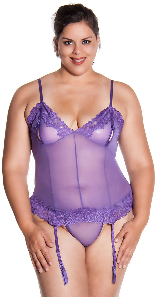 kran Ensomhed optager Women's Plus Size Mesh Peek-A-Boo Bustier and G-String 2 Piece Set #10 –  shirleymccoycouture