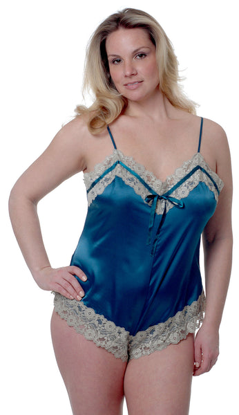 Women's Plus Size Silky Matte Satin Teddy Romper #1089X