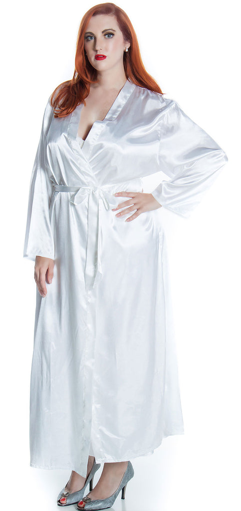 Womens Silky Classic Plus Size Long Kimono Robe 3049x Shirleymccoycouture 