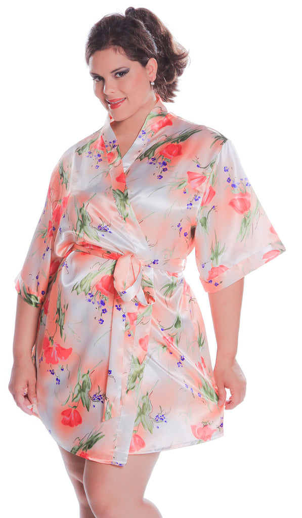 Download Women's Print Super Plus Size (4X-6X) Short Kimono Robe ...