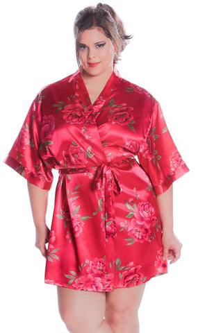 Download Women's Print Super Plus Size (4X-6X) Short Kimono Robe ...