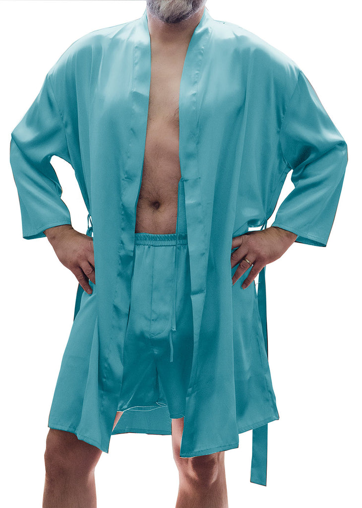 men's silk robe and boxer set