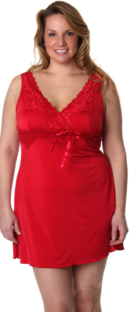 Womens Plus Size Microfibre Chemise With Lace 4054x 1x 6x