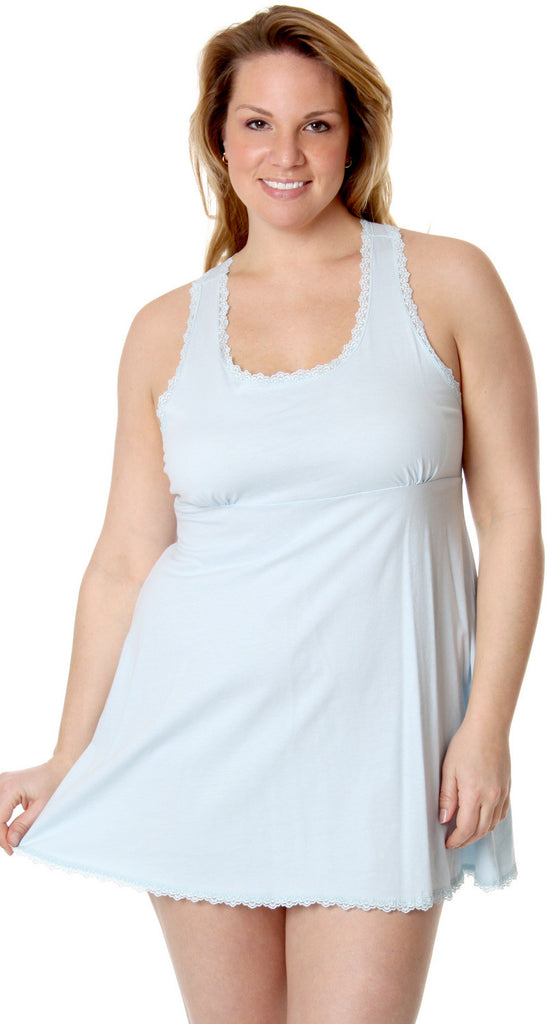 Women's Plus Size Cotton Chemise with Lace #4074x (1x-3x ...