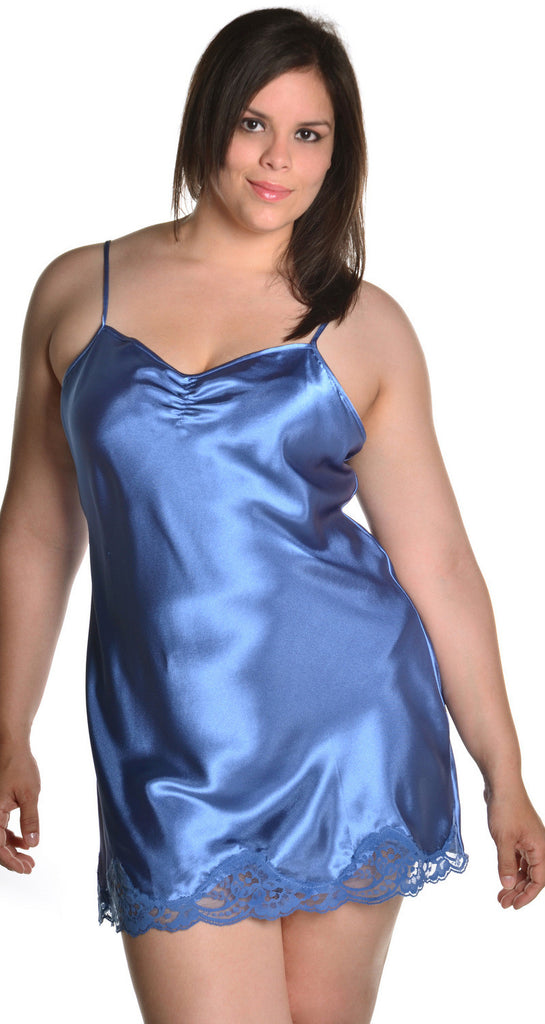 Women's Plus Size Silky Chemise or Slip with Lace #4077X (1x-6x ...