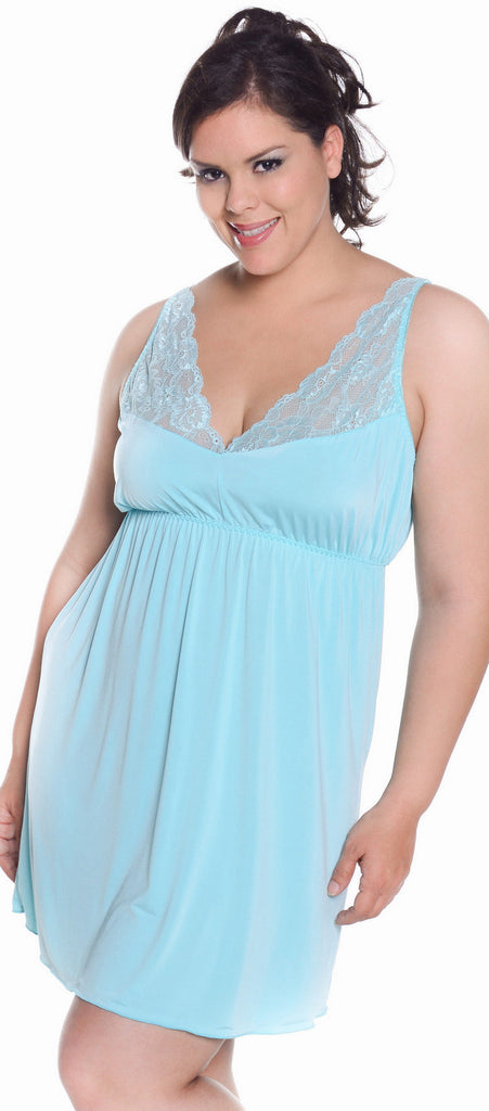 Women's Plus Size Microfibre Chemise with Lace #4110X (1x-6x ...