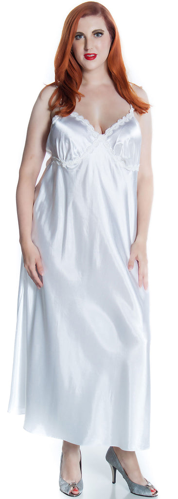 Womens Plus Size Silky Nightgown With Venice Lace 6010x Shirleymccoycouture 