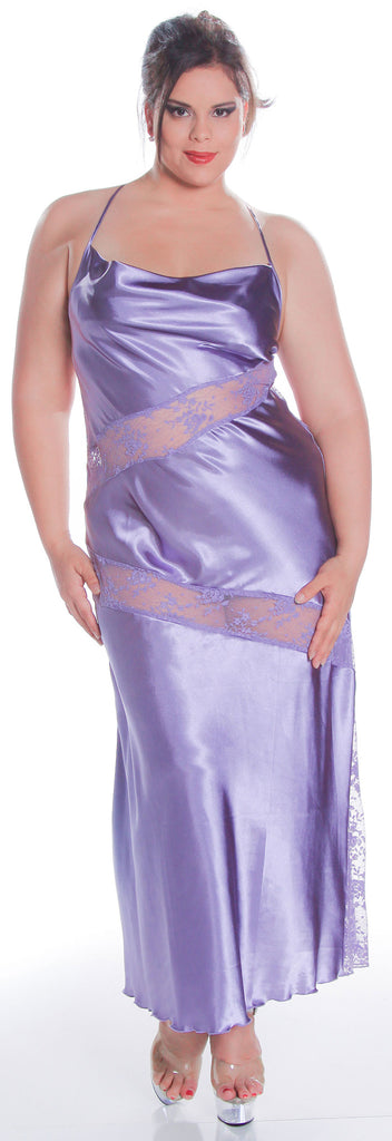 Women's Plus Size Silky Nightgown With Lace #6066X – shirleymccoycouture