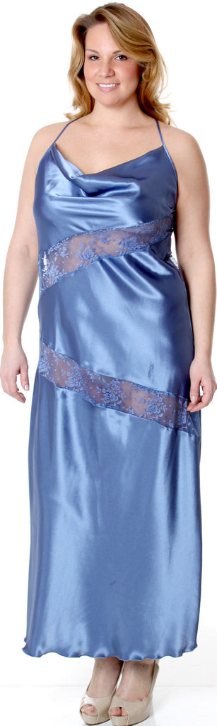 Women's Plus Size Silky Nightgown With Lace #6066X – shirleymccoycouture