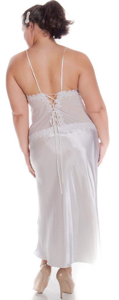 Womens Super Plus Size Silky Nightgown With Venice Lace 6074xx Shirleymccoycouture 9570