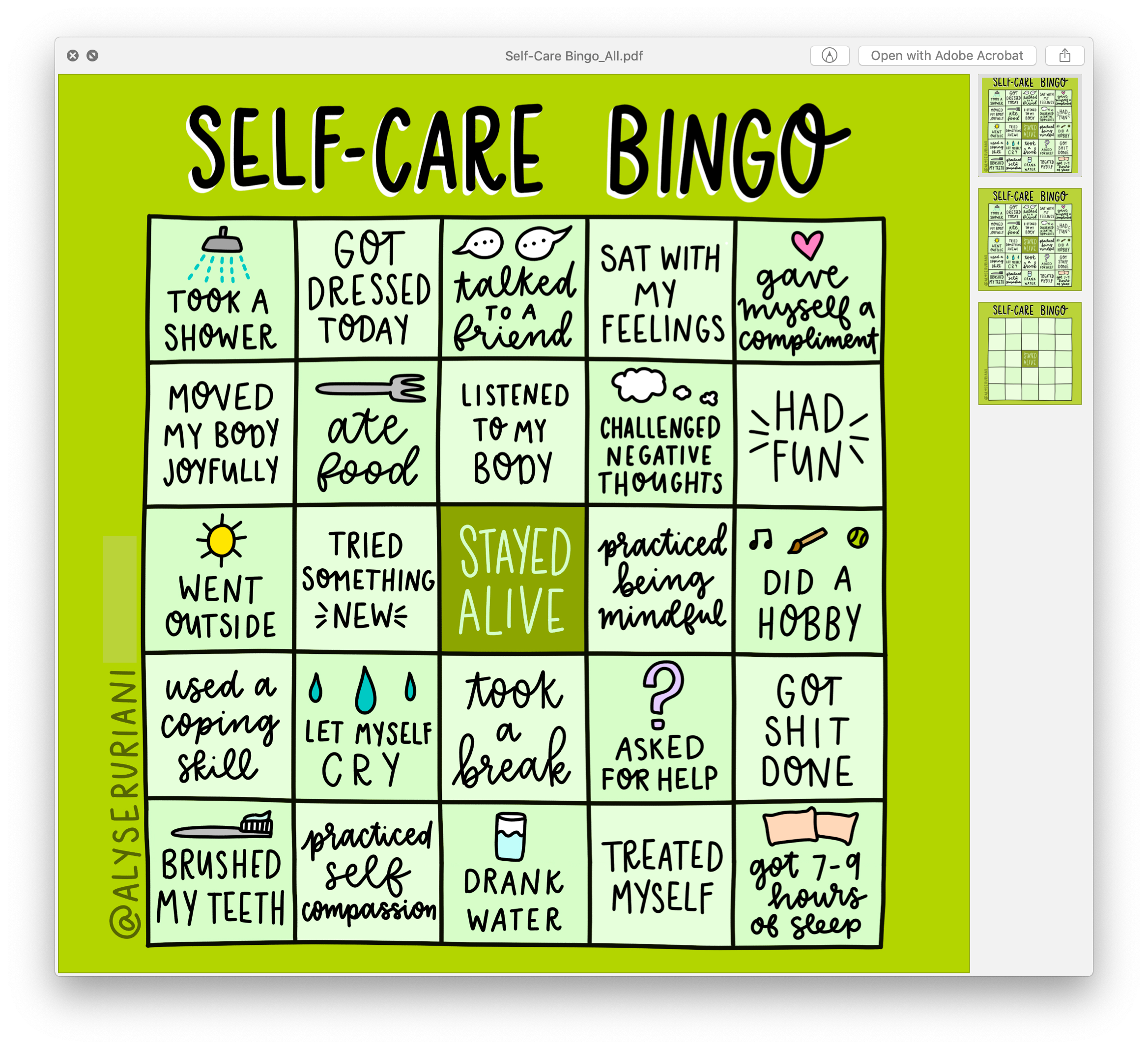 deugd exotisch excelleren Self Care Bingo: Digital Download – Alyse Ruriani