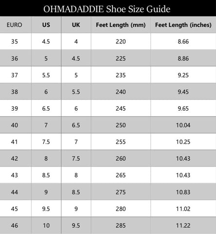 Sizing Chart – Oh Ma Daddie