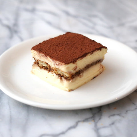 Piece of Tiramisu made with espresso from Espresso Canada