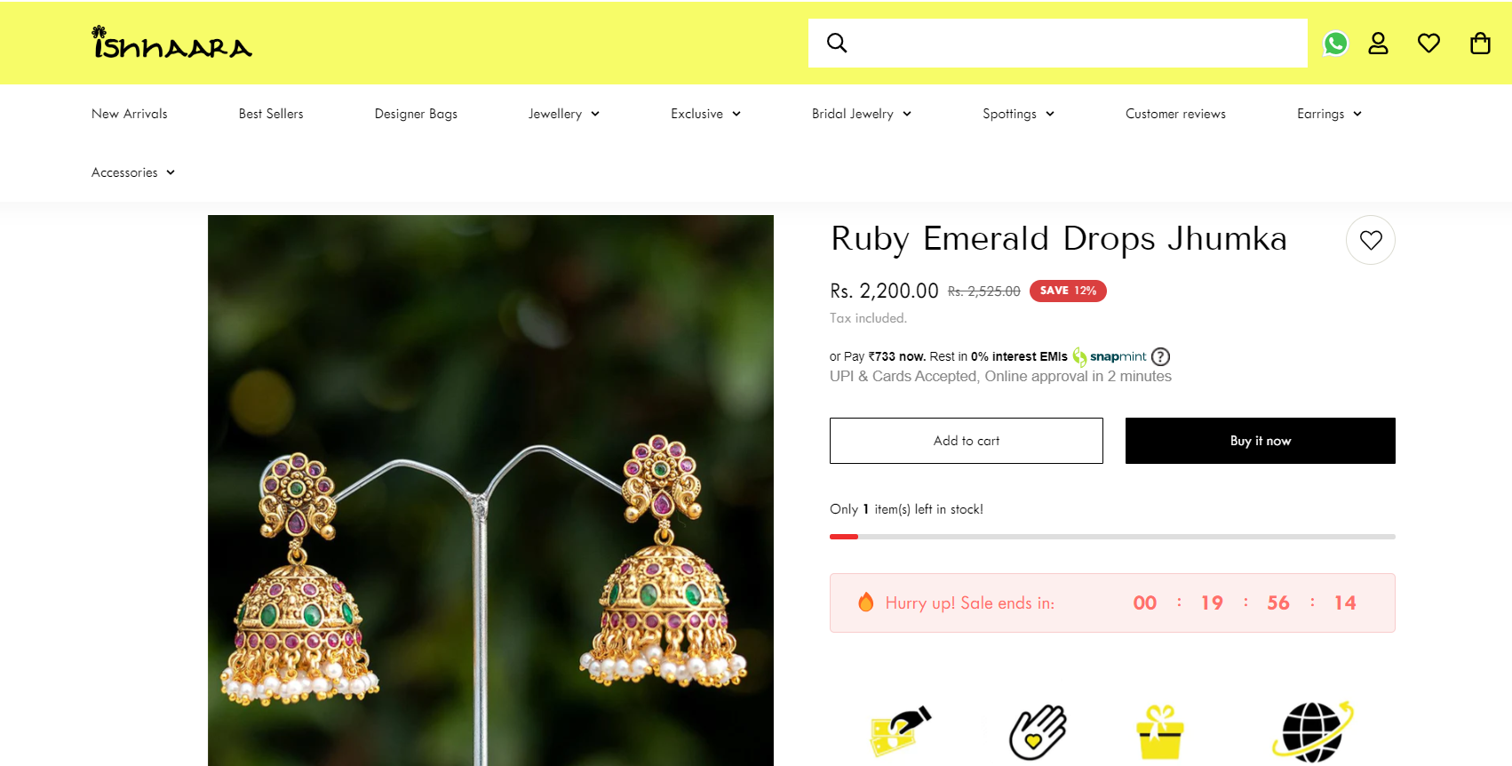 Ruby Emerald Tilak Jhumka