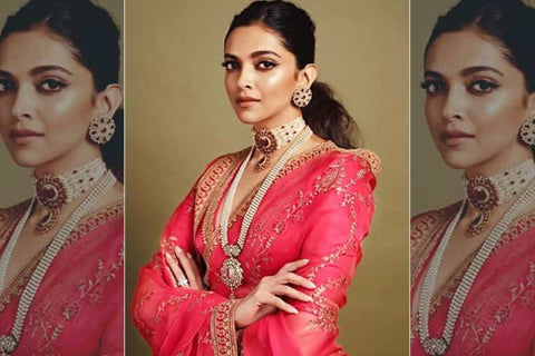 Deepika Padukone in pearl choker and long necklace