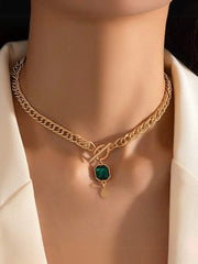 Green Crystal Stone Round Slices Pedant Nacklace